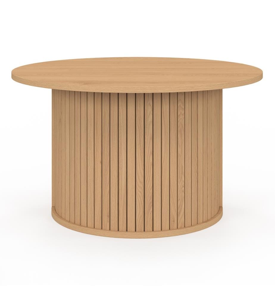 Albane round coffee table with slatted legs