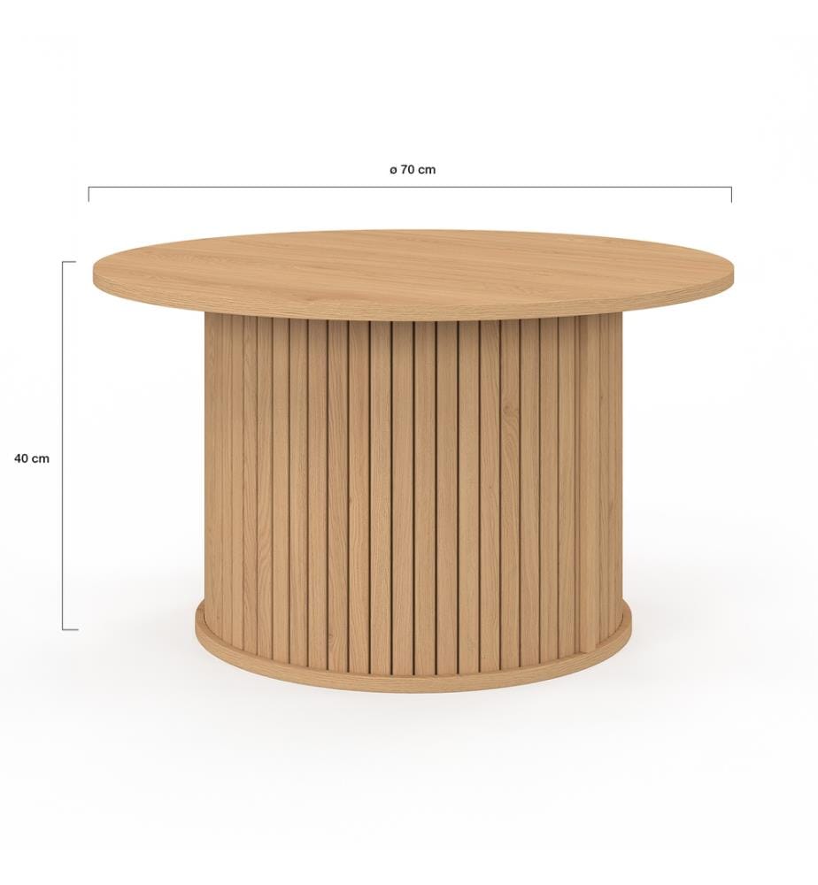 Albane round coffee table with slatted legs
