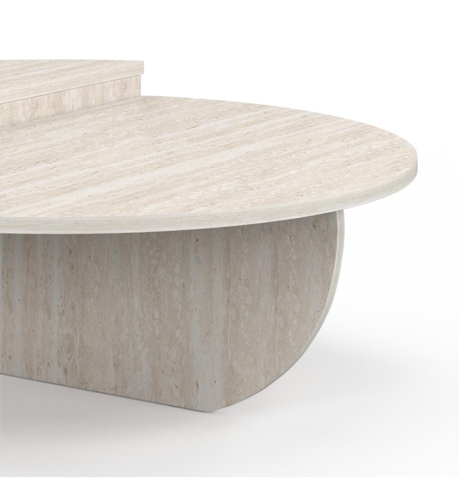 Runde asymmetrische Couchtische mit Travertin-Effekt