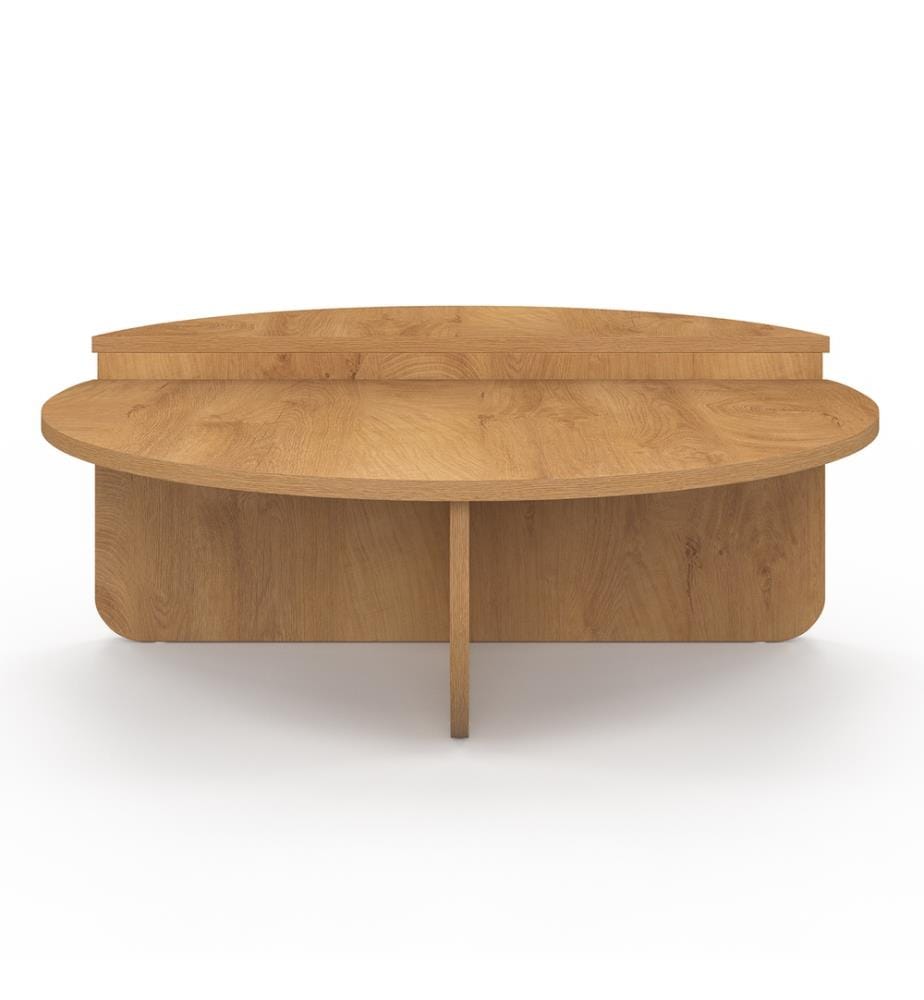 Runde asymmetrische Couchtische in Holzoptik