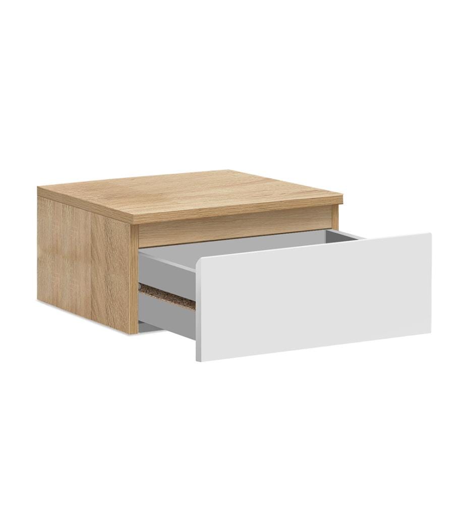 Set of 2 Tom 1-drawer bedside tables - Brown and White