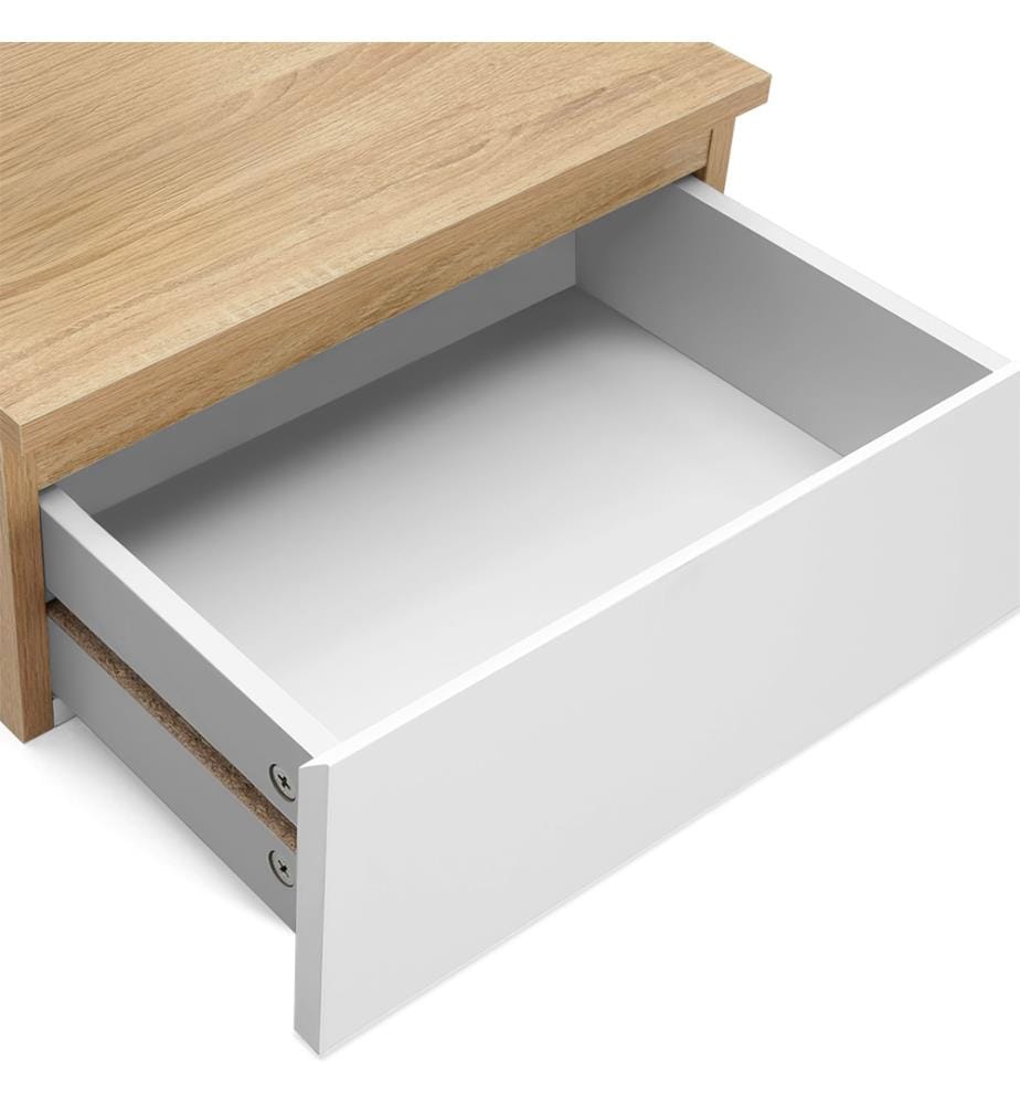 Set of 2 Tom 1-drawer bedside tables - Brown and White