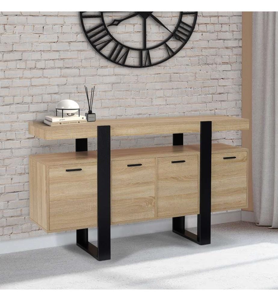 Credenza Brixton 160 x 40 x 80 cm - Marrone Chiaro e Nero