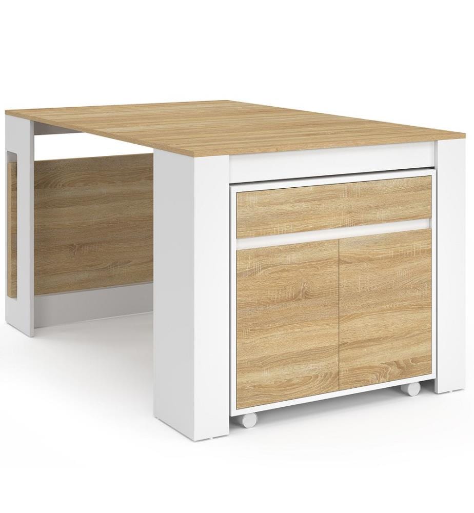 Console allungabile Nora - Bianco e legno