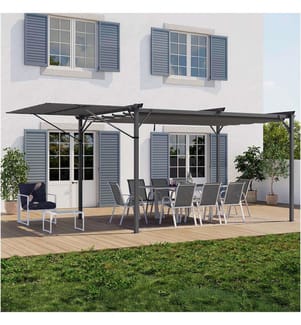 Pergola Marina en acier avec toit rétractable et inclinable 3x4m - Gris