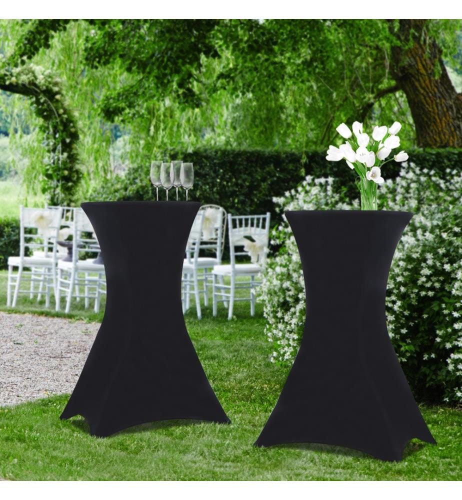 Lot de 2 Tables Pliantes de 105 cm de haut + housses noires - Blanc et Noir