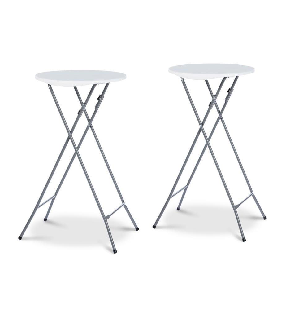 Lot de 2 Tables Pliantes de 105 cm de haut + housses noires - Blanc et Noir