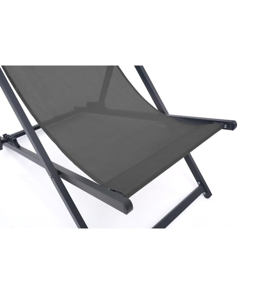 Lot de 2 Chiliennes en métal et toile - Anthracite