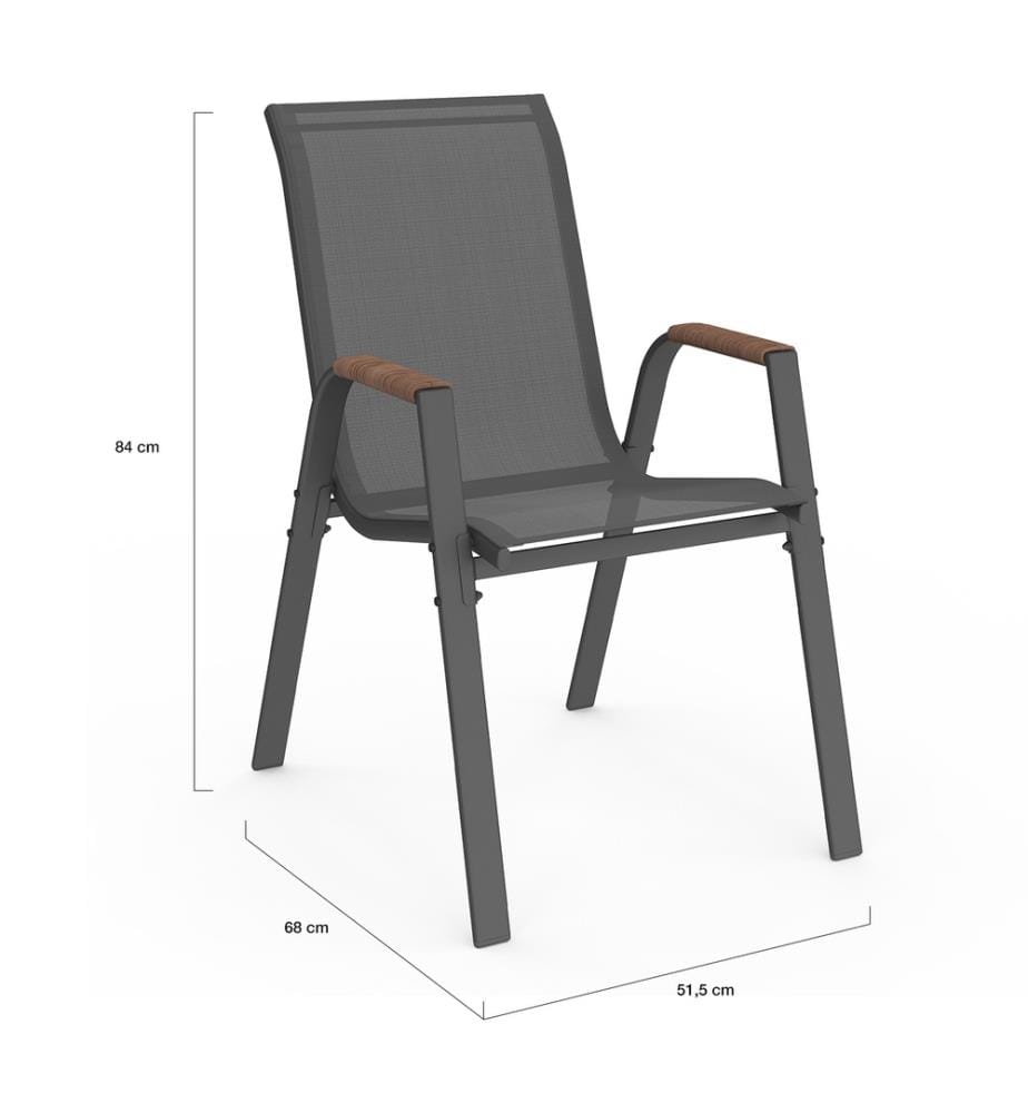 Lot de 6 Chaises de jardin Ozéa - Gris anthracite et Rotin 
