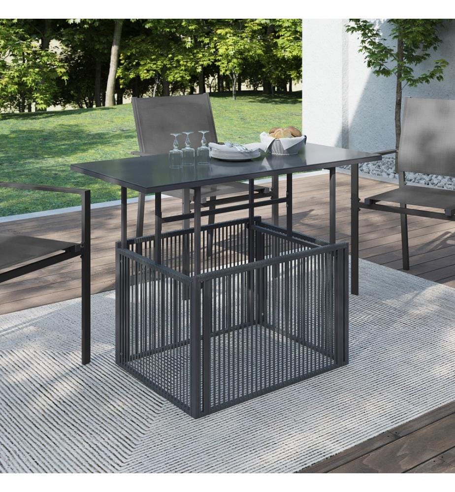 Table de jardin relevable Ozéa 100cm verre trempé gris