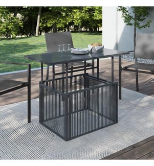 Table de jardin relevable Ozéa 100cm verre trempé gris