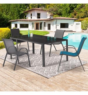 Lot de 4 Chaises de jardin empilables mi x de couleurs - Bleu et Gris