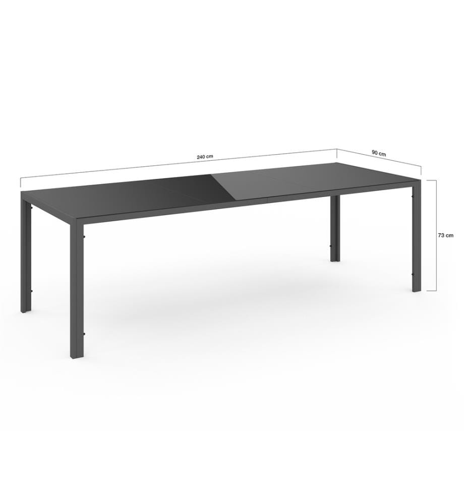 Table de jardin Formentera en verre trempé 240 cm