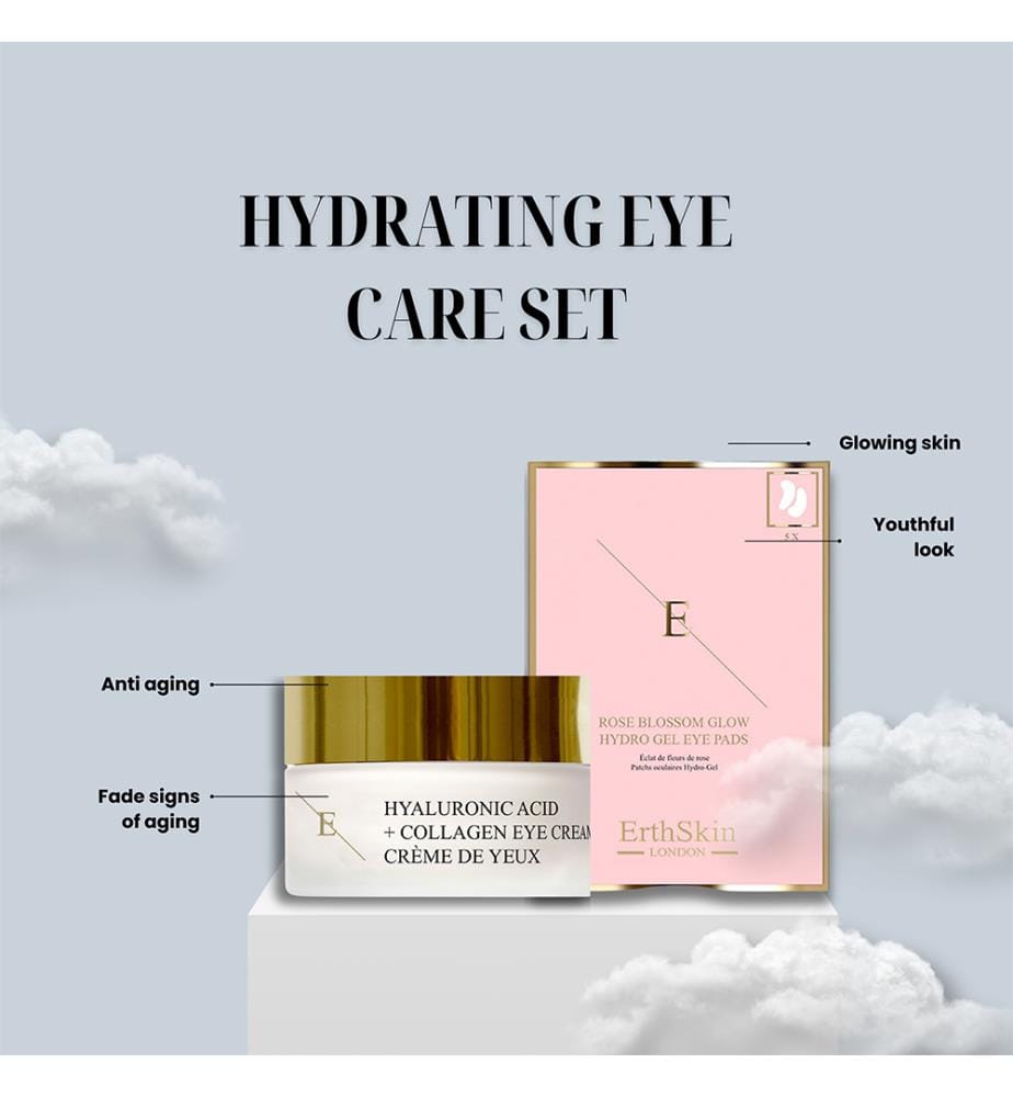 Acide hyaluronique + Collagène Pro Age Eye Cream 30 ml + Rose Blossom Glow Hydro-Gel Eye Pads 5 x 2