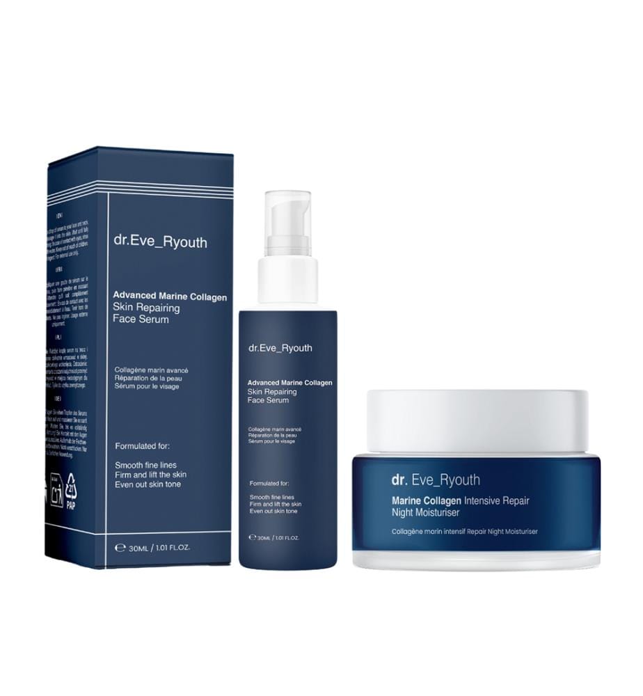 Sérum visage réparateur Advanced Marine Collagen + crème de Nuit réparatrice intensive Marine Collagen - 30 ml + 50 ml