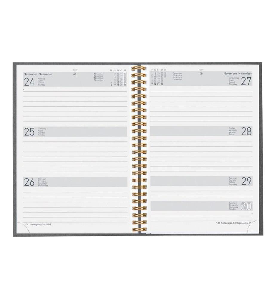 Biella Geschäftsagenda Dispo Term Natural Wire-O Blume, 2027, Grau