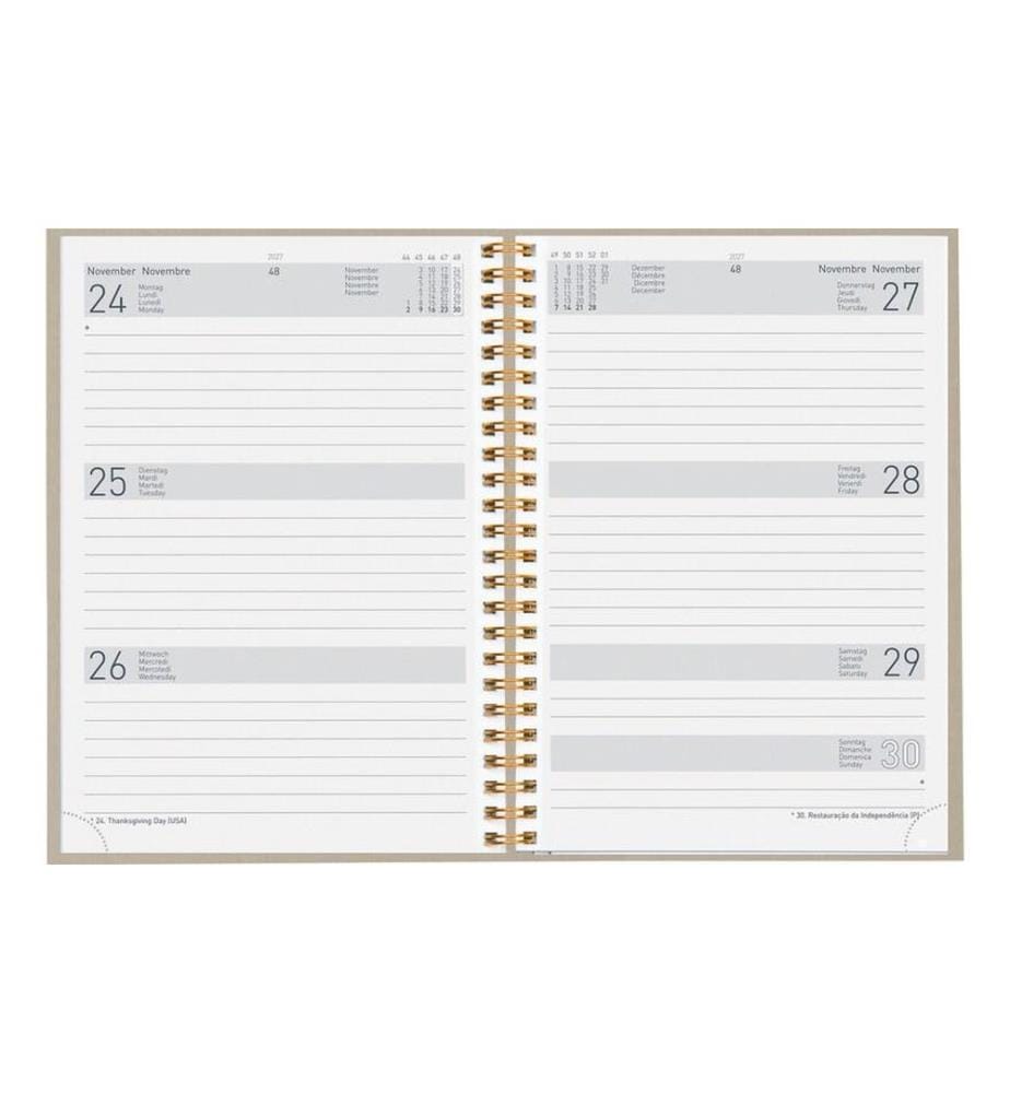 Biella Geschäftsagenda Dispo Term Natural Wire-O Blume, 2027, Beige