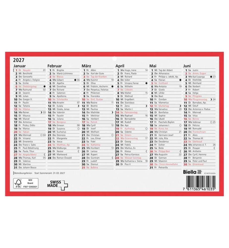 Biella Tafelkalender 23.5 x 15.5 cm