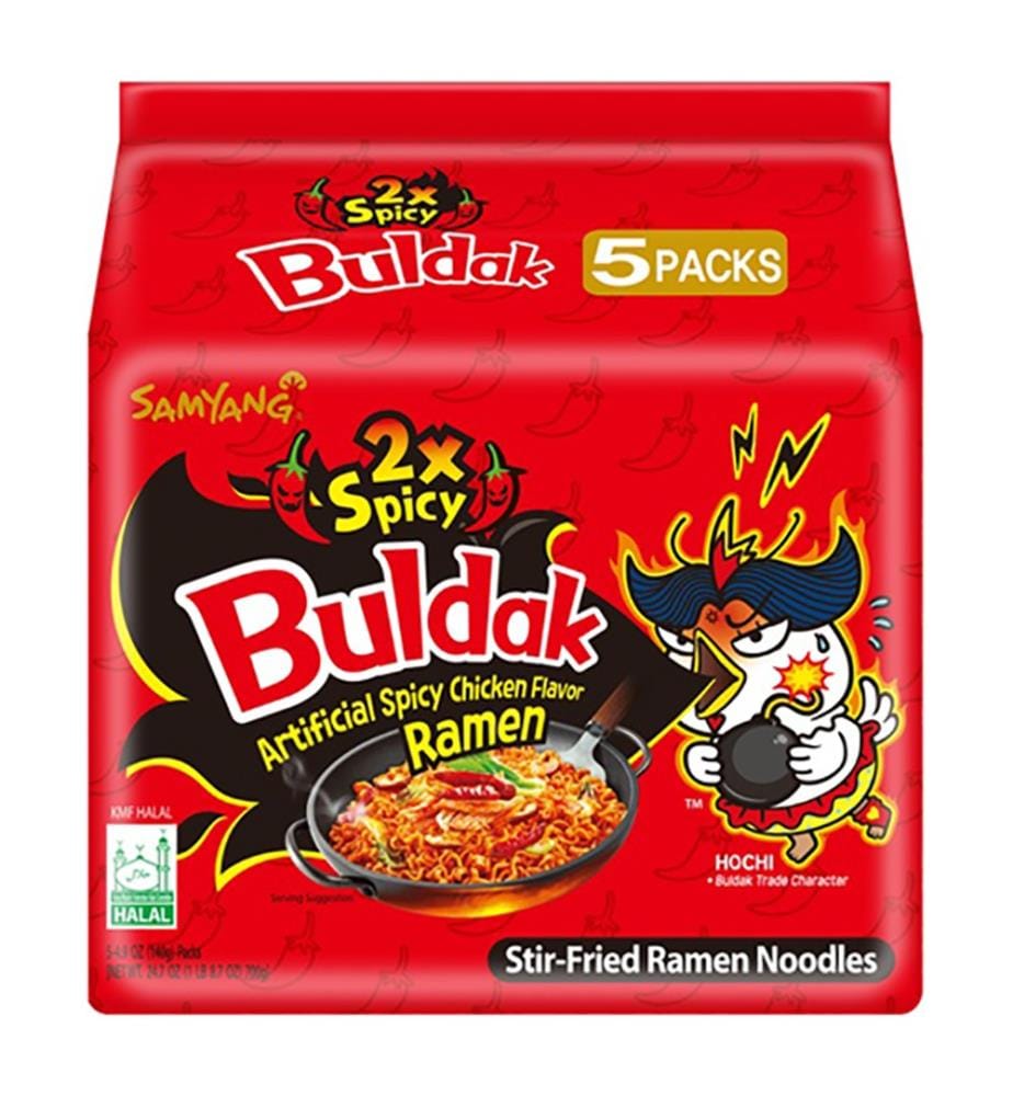 40x Samyang Buldak Double-Spicy Extreme Hot Chicken Ramen paquet de 5 - 140g - HALAL