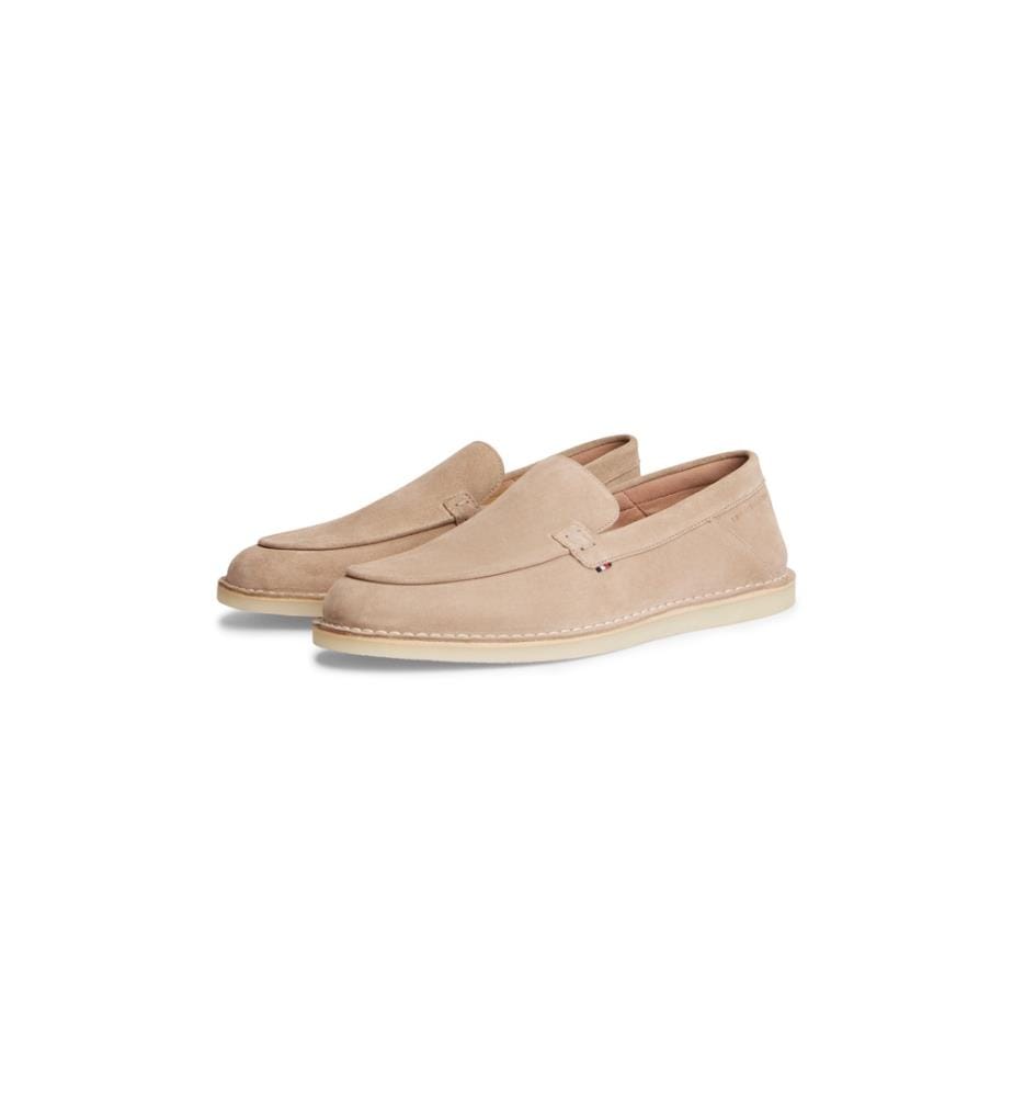 Suede and Leather Loafers - Beige