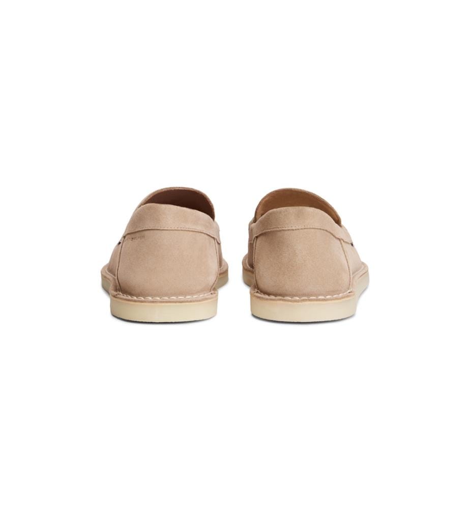 Suede and Leather Loafers - Beige