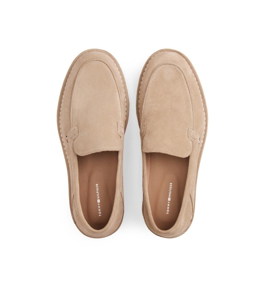 Suede and Leather Loafers - Beige