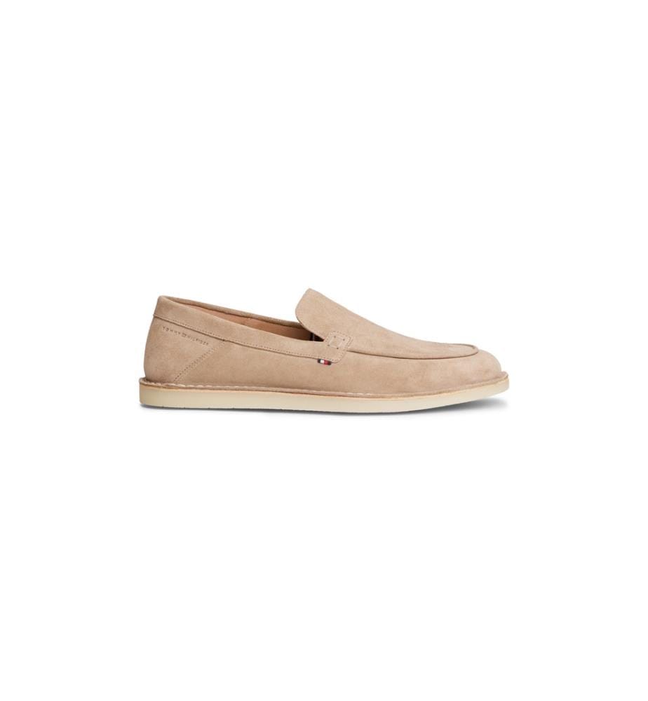 Suede and Leather Loafers - Beige