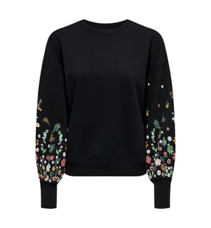 Sweatshirt - Black Sleeve Flower
