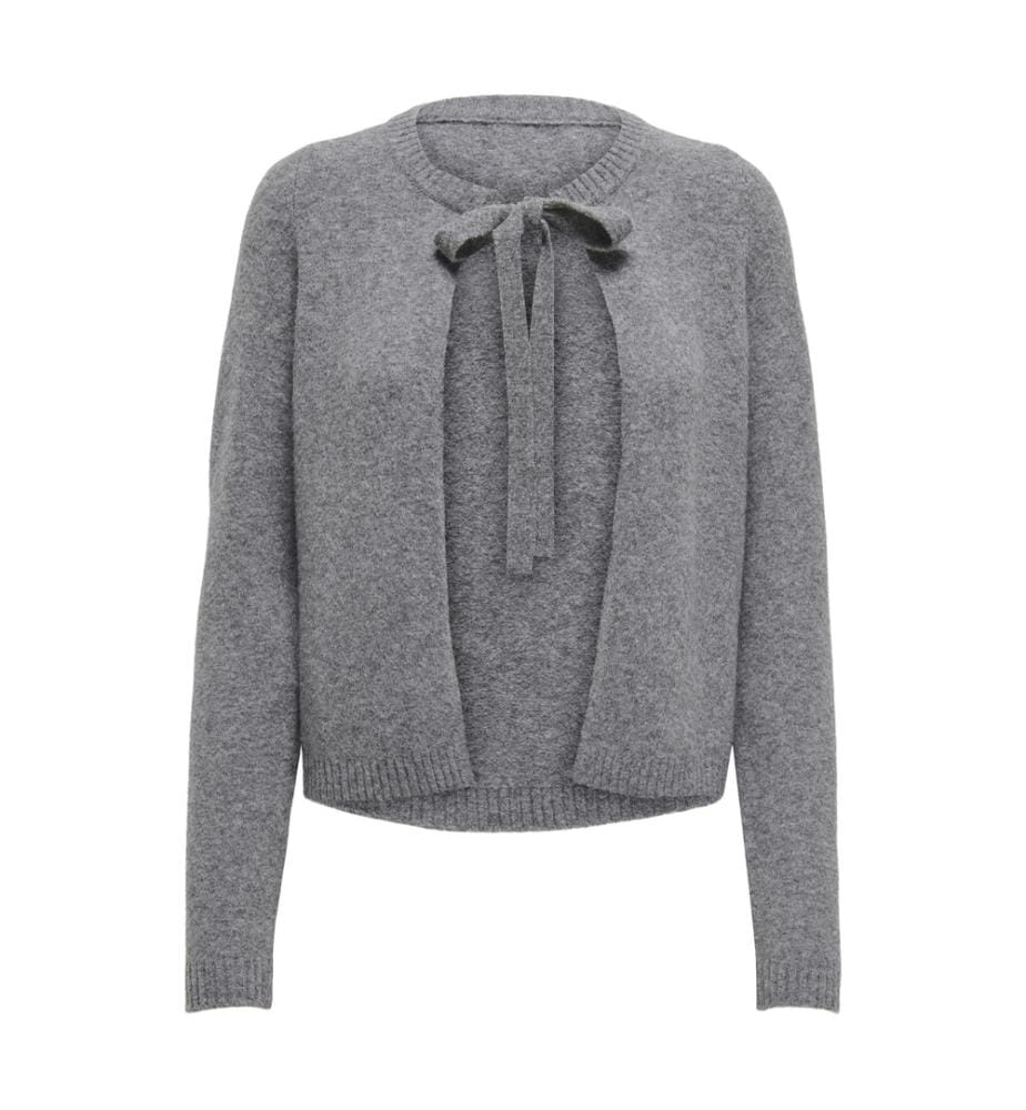 Strickjacke - Melange mittelgrau