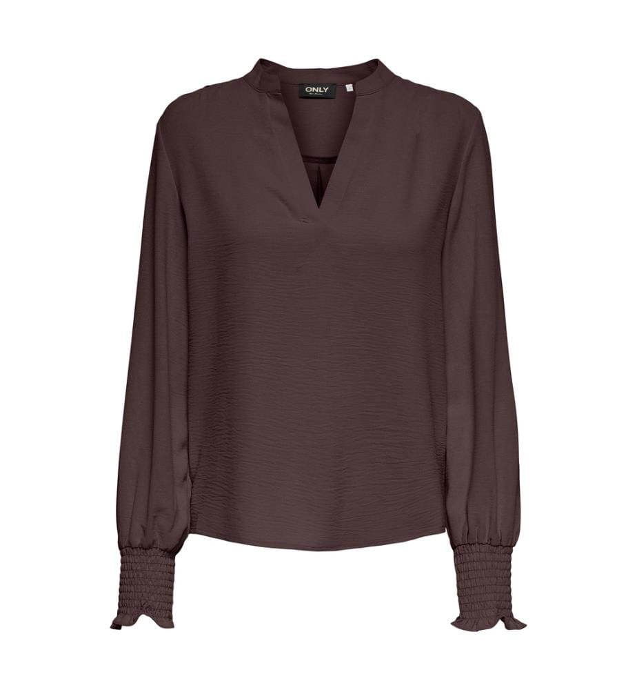 Mette V-Ausschnitt Smock Top - Dekadente Schokolade