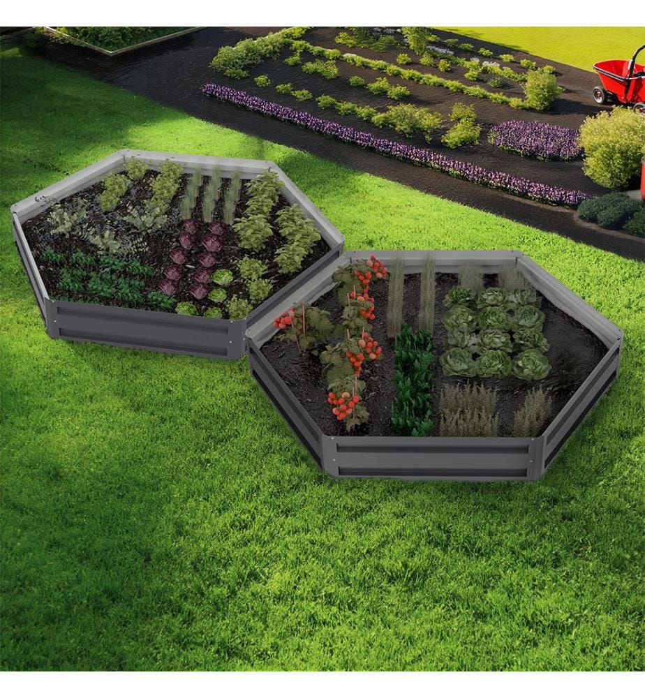 2er-Set sechseckigen Gemüsegartenquadraten aus Metall 120cm - Anthrazitgrau