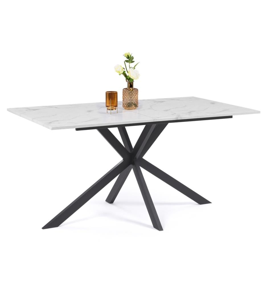 Esstisch Glam 160cm Tischplatte - Schwarz und Weiss