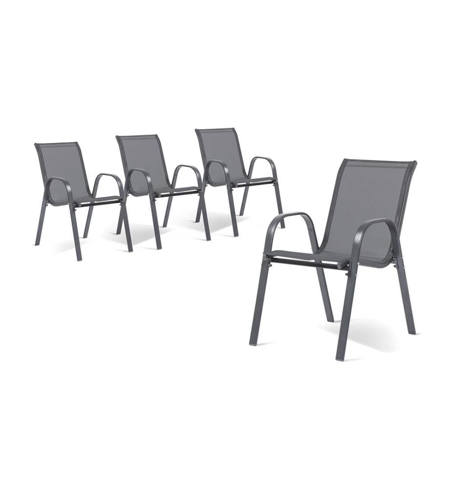 Lot de 4 Chaises de Jardin empilables - 50 x 46 x 82 cm - Gris anthracite