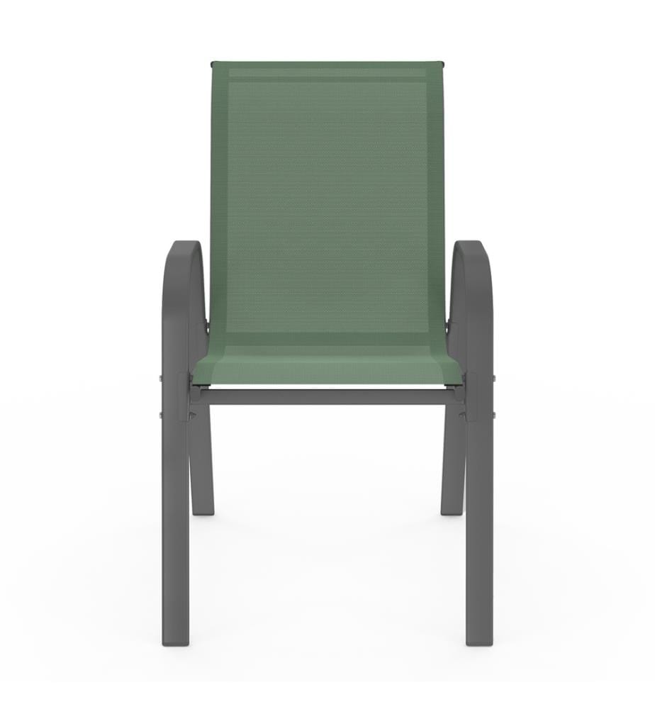 Lot de 6 Chaises de jardin empilables - Gris et Vert Olive