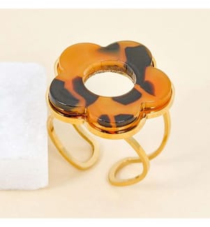 Flexibler, verstellbarer Cabochon-Ring - Braun