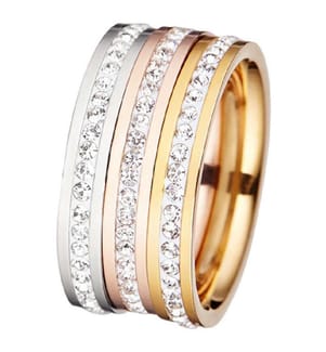 Ring Set Von 3 Ringen Zum Zusammen Tragen - Silber & Gold & Rosé