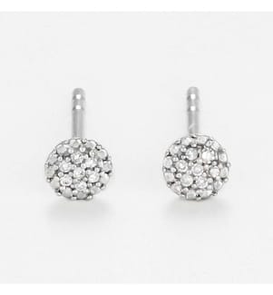 Boucles d'oreilles Round Stud - Or blanc