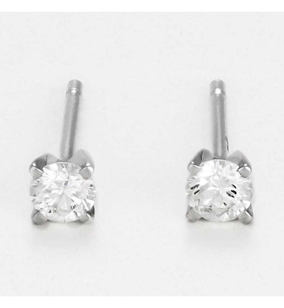 Boucles d'oreilles Single Diamond - Or blanc