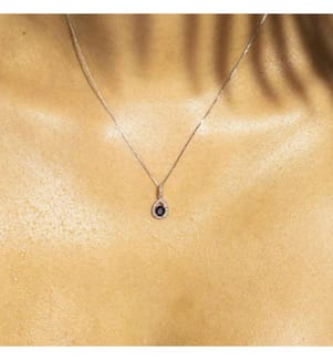 Pendentif Larme Bleu Nuit - Or blanc