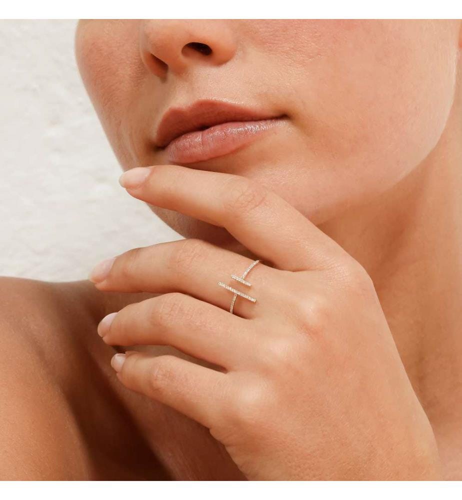 Bague Parallèle Asymétrique - Or blanc