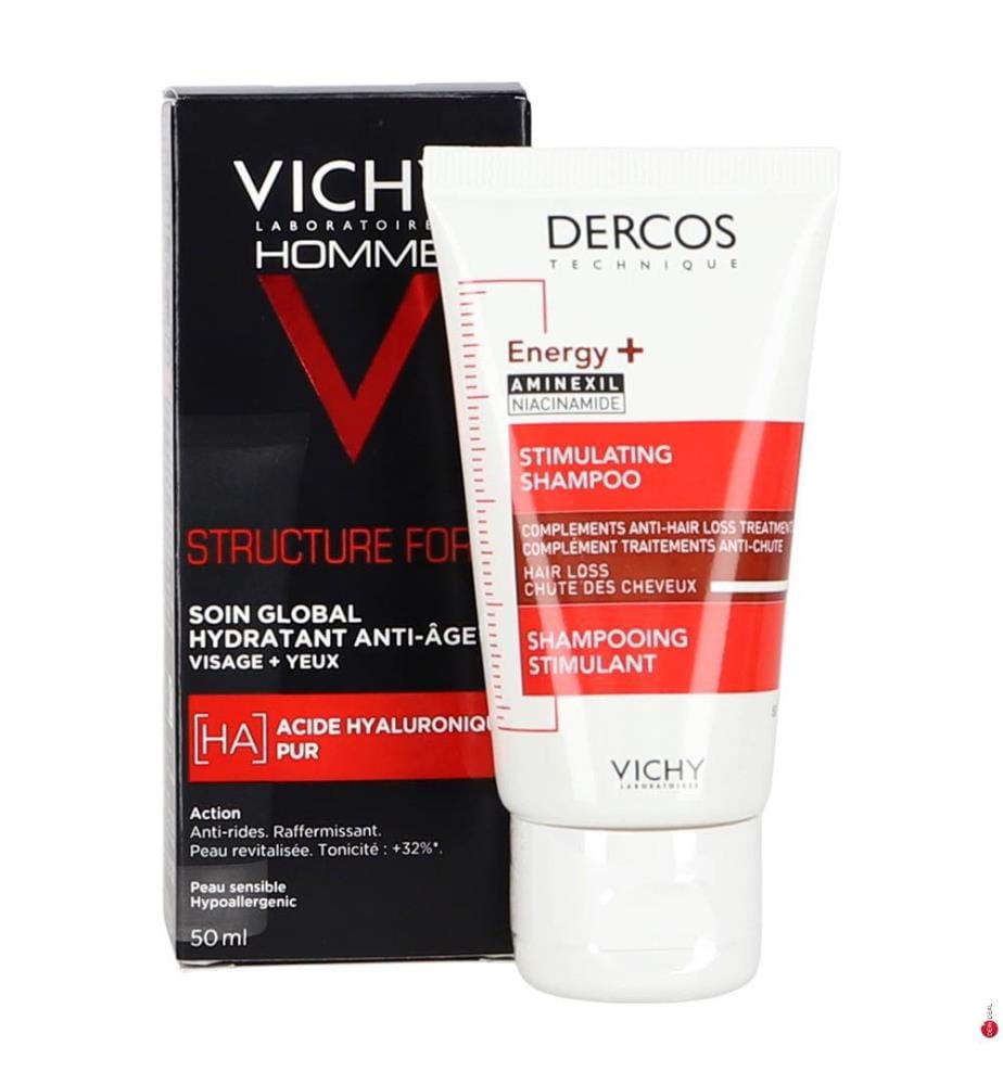 Feuchtigkeitsspendende Anti-Aging-Pflege und Dercos Energy+ Shampoo - 2 x 50 ml