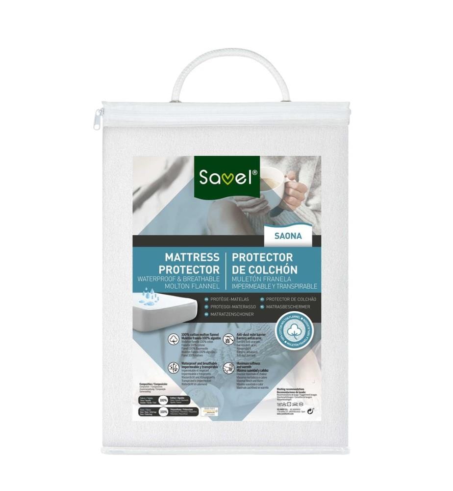 Protège-matelas Saona en flanelle imperméable - 140 x 200 cm