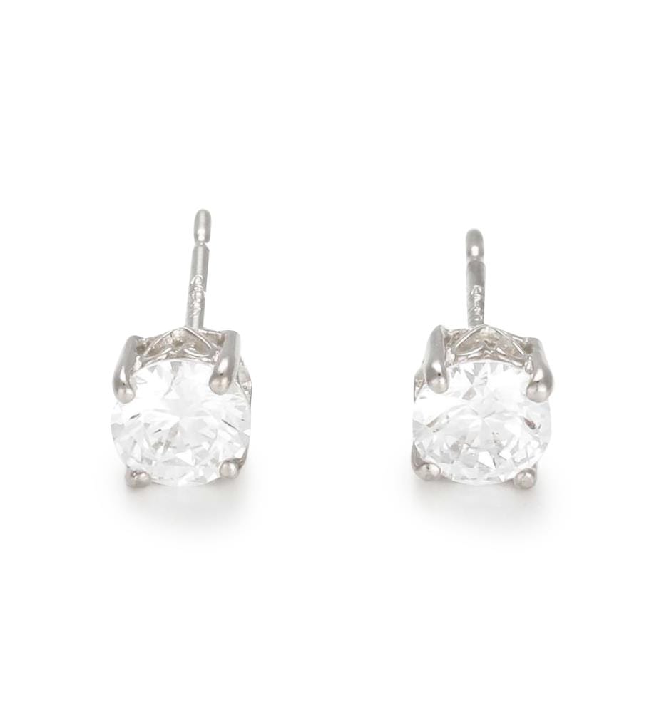 Boucles d'Oreilles Simply You 4mm - Or Blanc 375/1000 et Zirconium