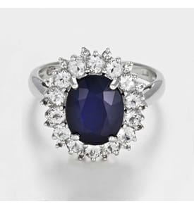 Bague Soleil Bleu - Or Blanc 375/1000