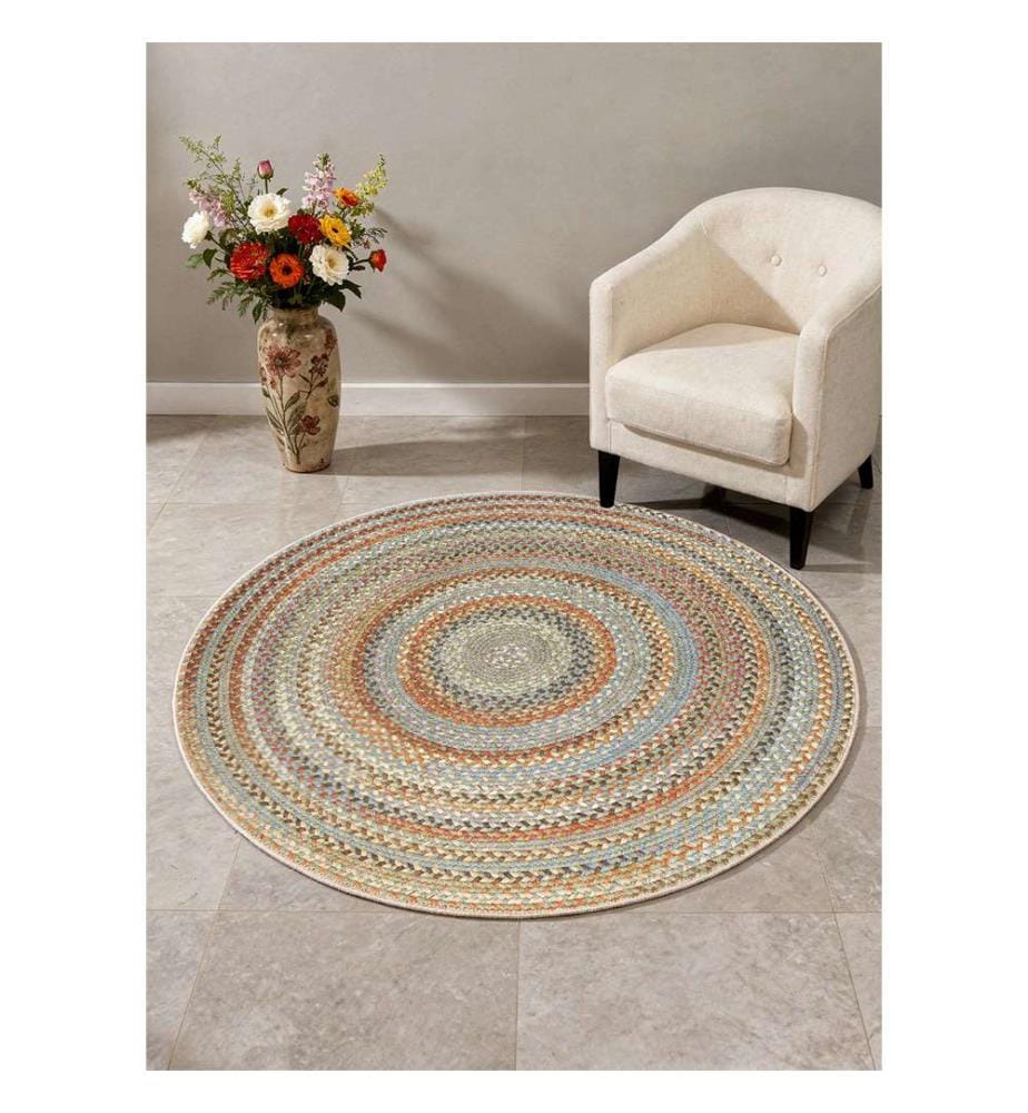 Runder Paisley-Teppich 120 x 120 cm - Braun