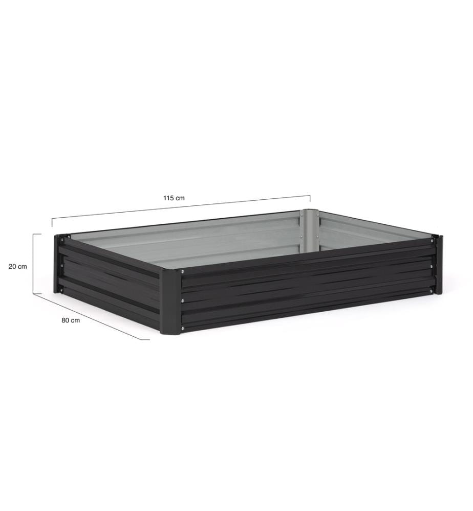 2er-Set Gemüsegartenquadrate aus Metall 115x80x20cm - Schwarz