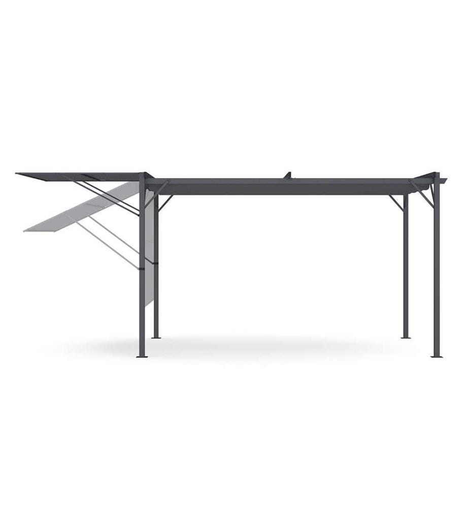 Pergola Marina aus Stahl mit einziehbarem und neigbarem Dach 3x4m - Grau