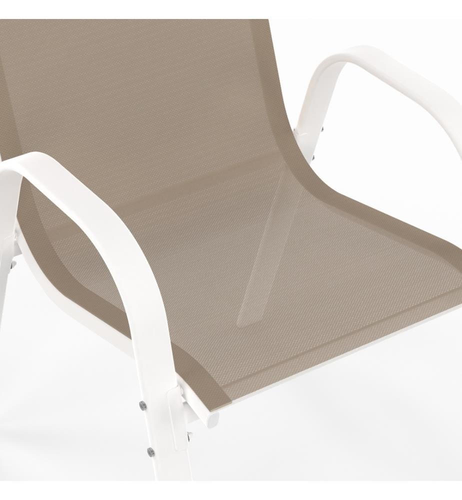 Set di 4 sedie da giardino impilabili in textilene - Bianco e beige