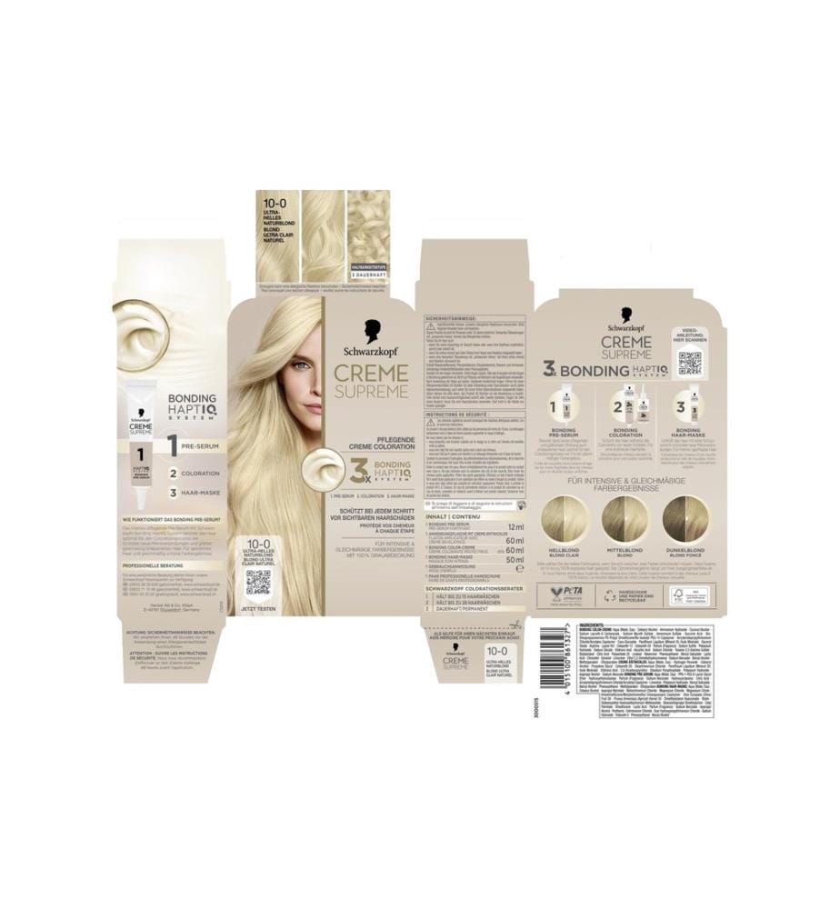 Schwarzkopf Creme Supreme Haarcoloration Creme Supreme 10-0 Ultrahelles Naturblond