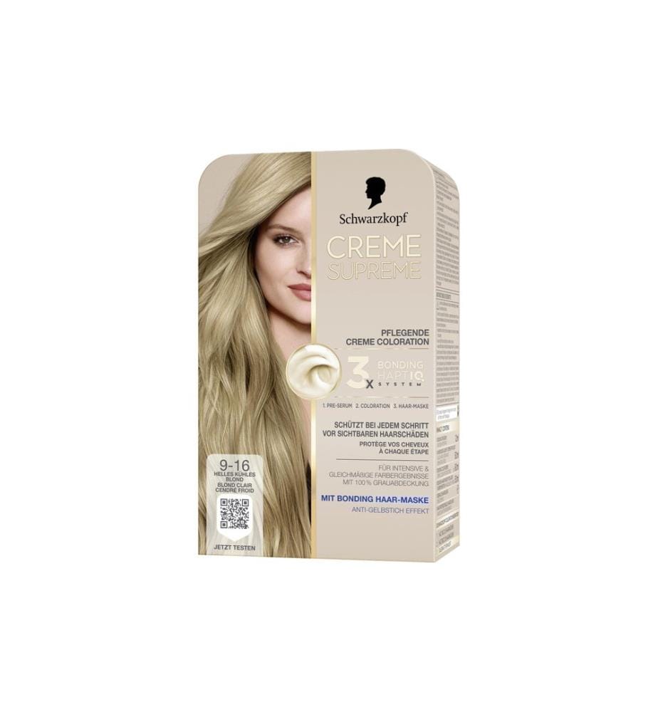 Coloration crème Schwarzkopf Creme Supreme 9-16 Blond clair froid